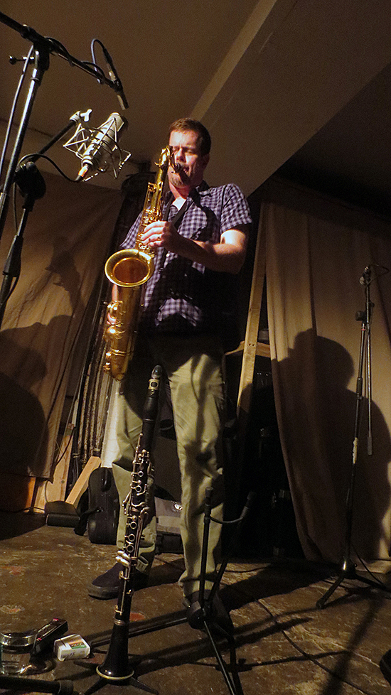 Ken Vandermark playing at Café Oto, September 2014 – Photograph: Haduhi Szukis